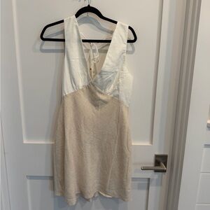 Elegant Cream and Tan Mini Dress